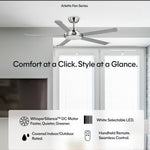 Load image into Gallery viewer, Arlette 60 in Covered Outdoor Ceiling Fan with Light in Brushed Nickel / Silver — feature overview
