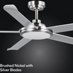 Load image into Gallery viewer, Arlette 60 in Covered Outdoor Ceiling Fan with Light in Brushed Nickel / Silver — finish and material detail
