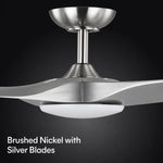 Load image into Gallery viewer, Gossamer 52/60 in Ceiling Fan with Light in Brushed Nickel / Silver — finish and material detail
