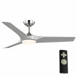 Load image into Gallery viewer, Gossamer 52/60 in Ceiling Fan with Light in Brushed Nickel / Silver — product / remote view supplemental, remote, control and pull chain
