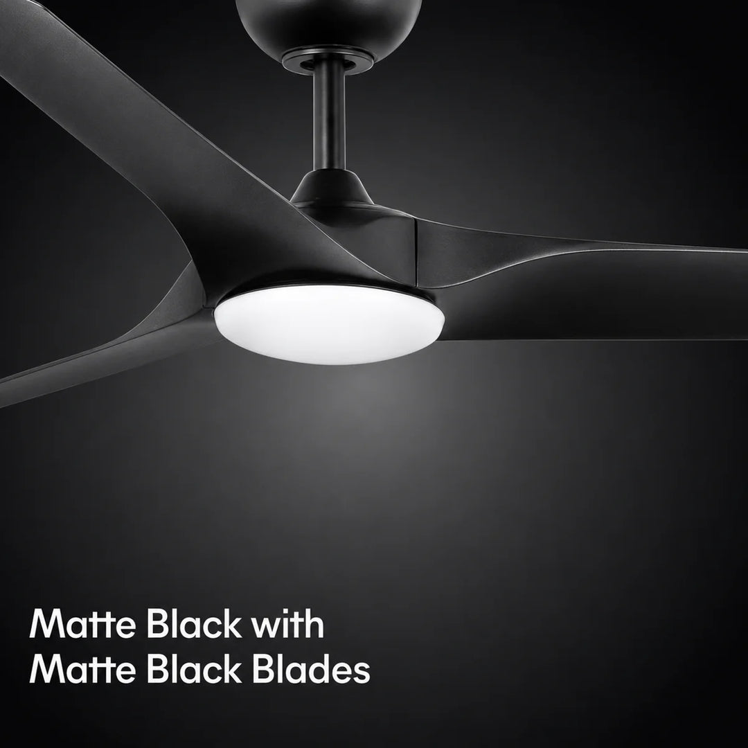 Gossamer 52/60 in Ceiling Fan with Light in Matte Black — finish and material detail