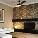 Load image into Gallery viewer, Gossamer 52/60 in Ceiling Fan with Light in Matte Black — in-room lifestyle view
