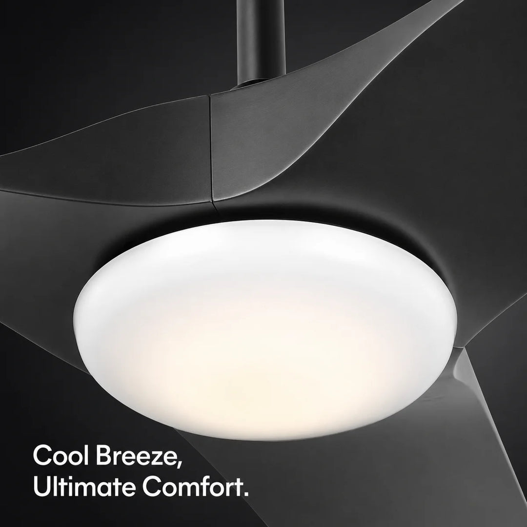 Gossamer 52/60 in Ceiling Fan with Light in Matte Black — finish and material detail