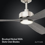 Load image into Gallery viewer, BOCA II 52 in Matter Smart Ceiling Fan with Light in Brushed Nickel / Slate Oak — finish and material detail
