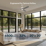 Load image into Gallery viewer, BOCA II 52 in Matter Smart Ceiling Fan with Light in Brushed Nickel / Slate Oak — airflow and room coverage
