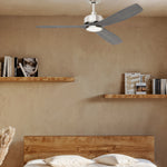 Load image into Gallery viewer, BOCA II 52 in Matter Smart Ceiling Fan with Light in Brushed Nickel / Slate Oak — in-room lifestyle view
