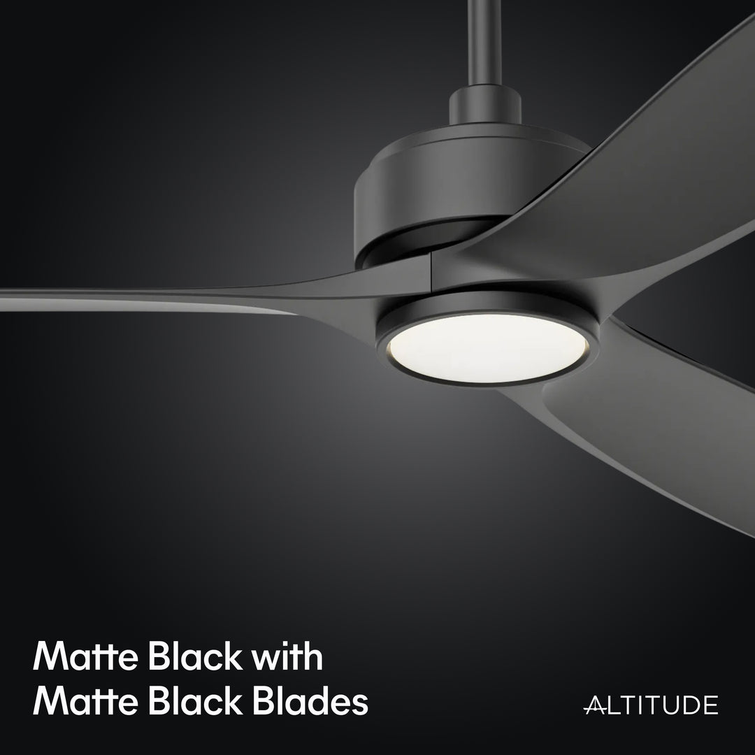 BOCA II 52 in Matter Smart Ceiling Fan with Light in Matte Black — finish and material detail