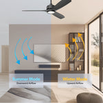 Load image into Gallery viewer, BOCA II 52 in Matter Smart Ceiling Fan with Light in Matte Black — reversible summer and winter modes

