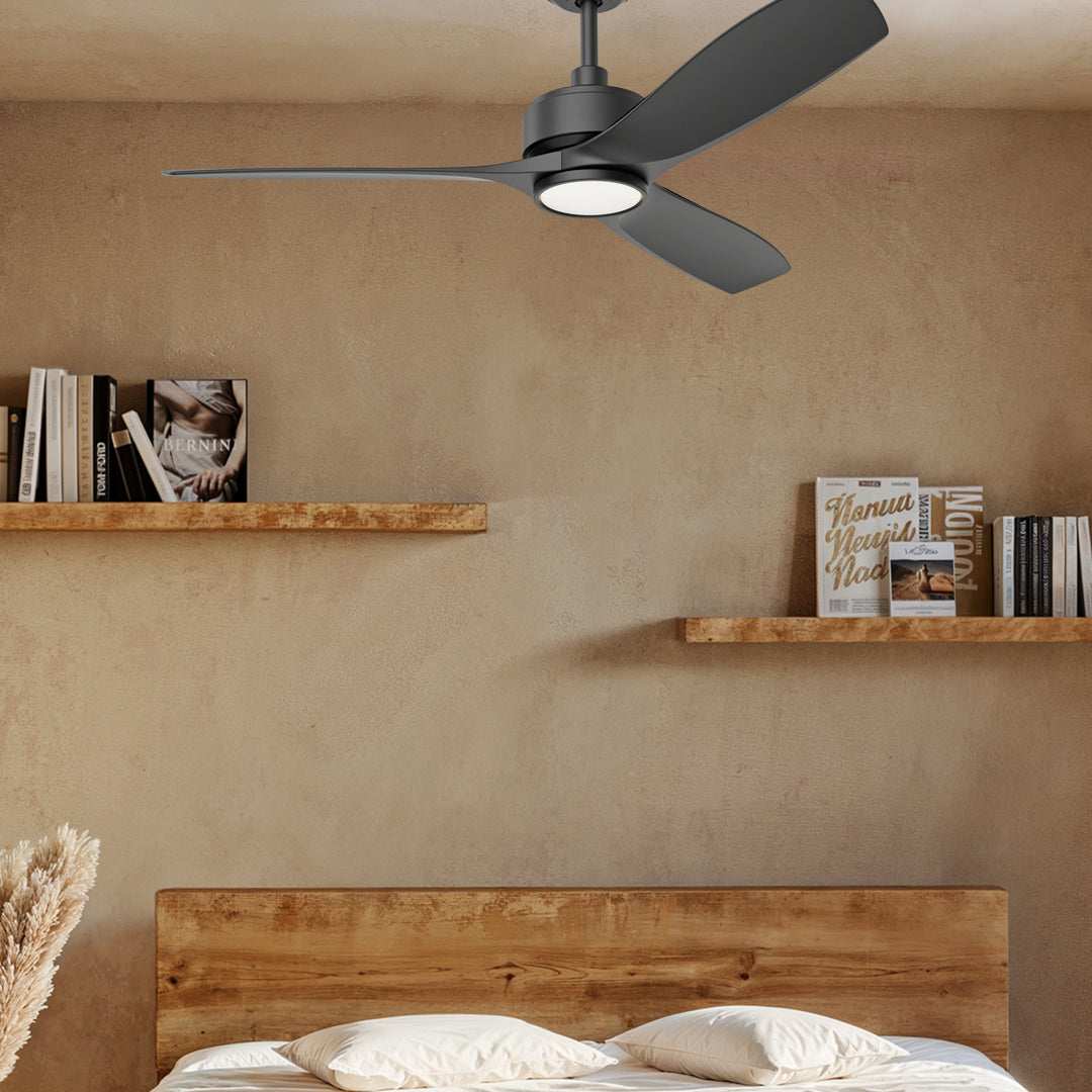 BOCA II 52 in Matter Smart Ceiling Fan with Light in Matte Black — in-room lifestyle view