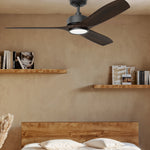 Load image into Gallery viewer, BOCA II 52 in Matter Smart Ceiling Fan with Light in Matte Black / Dark Driftwood — in-room lifestyle view
