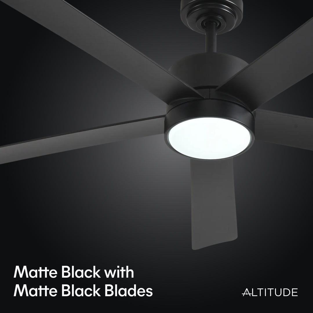 Dawn 52 in Matter Smart Ceiling Fan with Light in Matte Black — finish and material detail