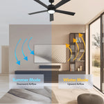 Load image into Gallery viewer, Dawn 52 in Matter Smart Ceiling Fan with Light in Matte Black — reversible summer and winter modes
