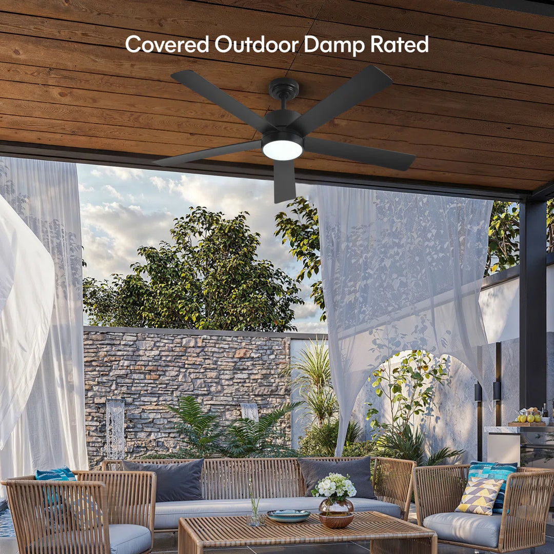 Dawn 52 in Matter Smart Ceiling Fan with Light in Matte Black — in-room lifestyle view