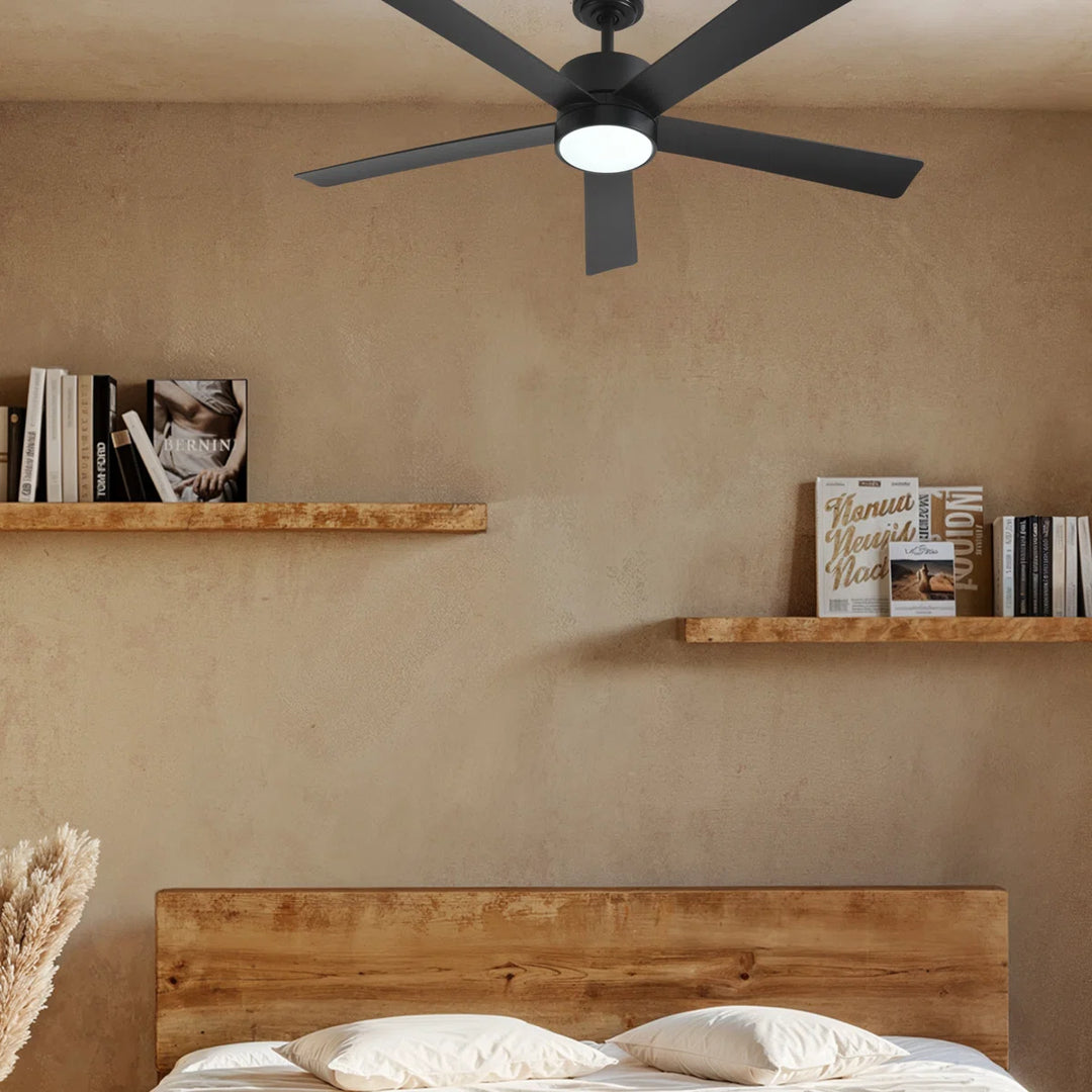 Dawn 52 in Matter Smart Ceiling Fan with Light in Matte Black — in-room lifestyle view