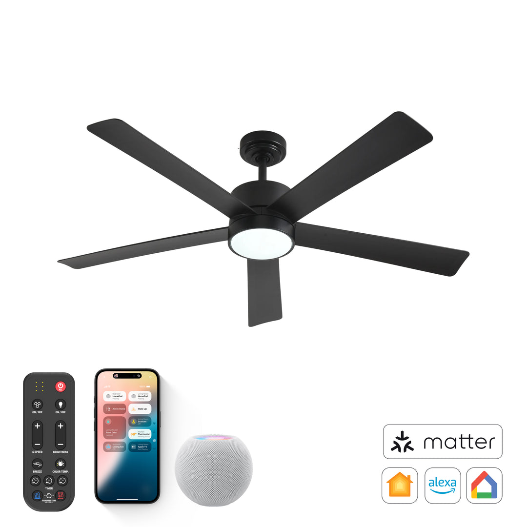 Dawn 52 in Matter Smart Ceiling Fan with Light