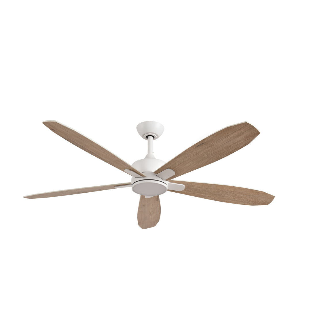 Dragonfly 56 in Matter Smart Ceiling Fan with Light in Matte White / Blackened Oak / White Wood — primary product photo