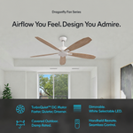 Load image into Gallery viewer, Dragonfly 56 in Matter Smart Ceiling Fan with Light in Matte White / Blackened Oak / White Wood — feature overview
