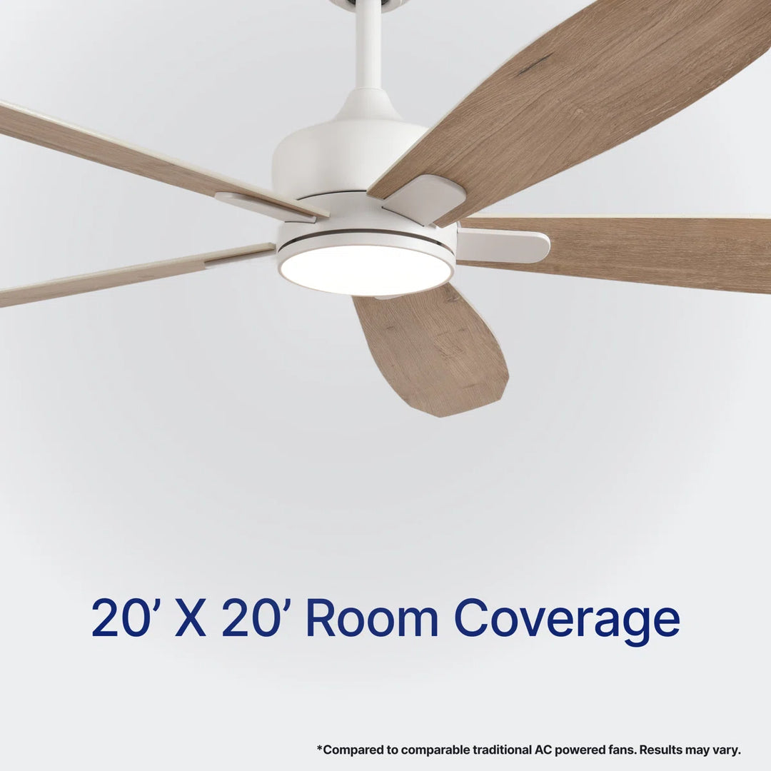 Dragonfly 56 in Matter Smart Ceiling Fan with Light in Matte White / Blackened Oak / White Wood — airflow and room coverage
