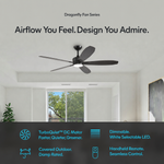 Load image into Gallery viewer, Dragonfly 56 in Matter Smart Ceiling Fan with Light in Matte Black / Blackened Oak / Dark Walnut — feature overview
