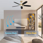 Load image into Gallery viewer, Dragonfly 56 in Matter Smart Ceiling Fan with Light in Champagne Bronze / Blackened Oak / Dark Cherry — reversible summer and winter modes
