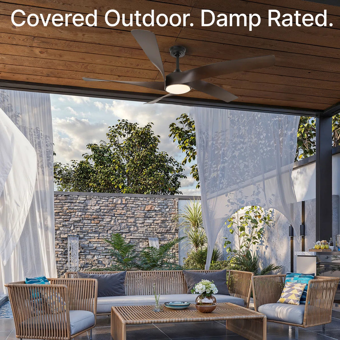 Mighty Condor 60 in Matter Smart Ceiling Fan with Light in Matte Black / Dark Brown — feature overview