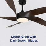 Load image into Gallery viewer, Mighty Condor 60 in Matter Smart Ceiling Fan with Light in Matte Black / Dark Brown — finish and material detail
