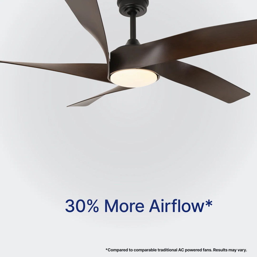 Mighty Condor 60 in Matter Smart Ceiling Fan with Light in Matte Black / Dark Brown — airflow and room coverage
