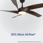 Load image into Gallery viewer, Mighty Condor 60 in Matter Smart Ceiling Fan with Light in Matte Black / Dark Brown — airflow and room coverage
