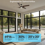 Load image into Gallery viewer, Mighty Condor 60 in Matter Smart Ceiling Fan with Light in Matte Black / Dark Brown — airflow and room coverage
