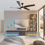 Load image into Gallery viewer, Mighty Condor 60 in Matter Smart Ceiling Fan with Light in Matte Black / Dark Brown — reversible summer and winter modes
