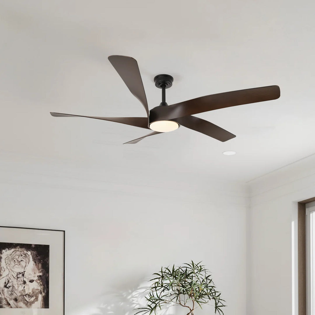 Mighty Condor 60 in Matter Smart Ceiling Fan with Light in Matte Black / Dark Brown — in-room lifestyle view