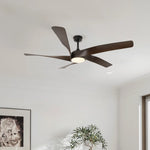 Load image into Gallery viewer, Mighty Condor 60 in Matter Smart Ceiling Fan with Light in Matte Black / Dark Brown — in-room lifestyle view
