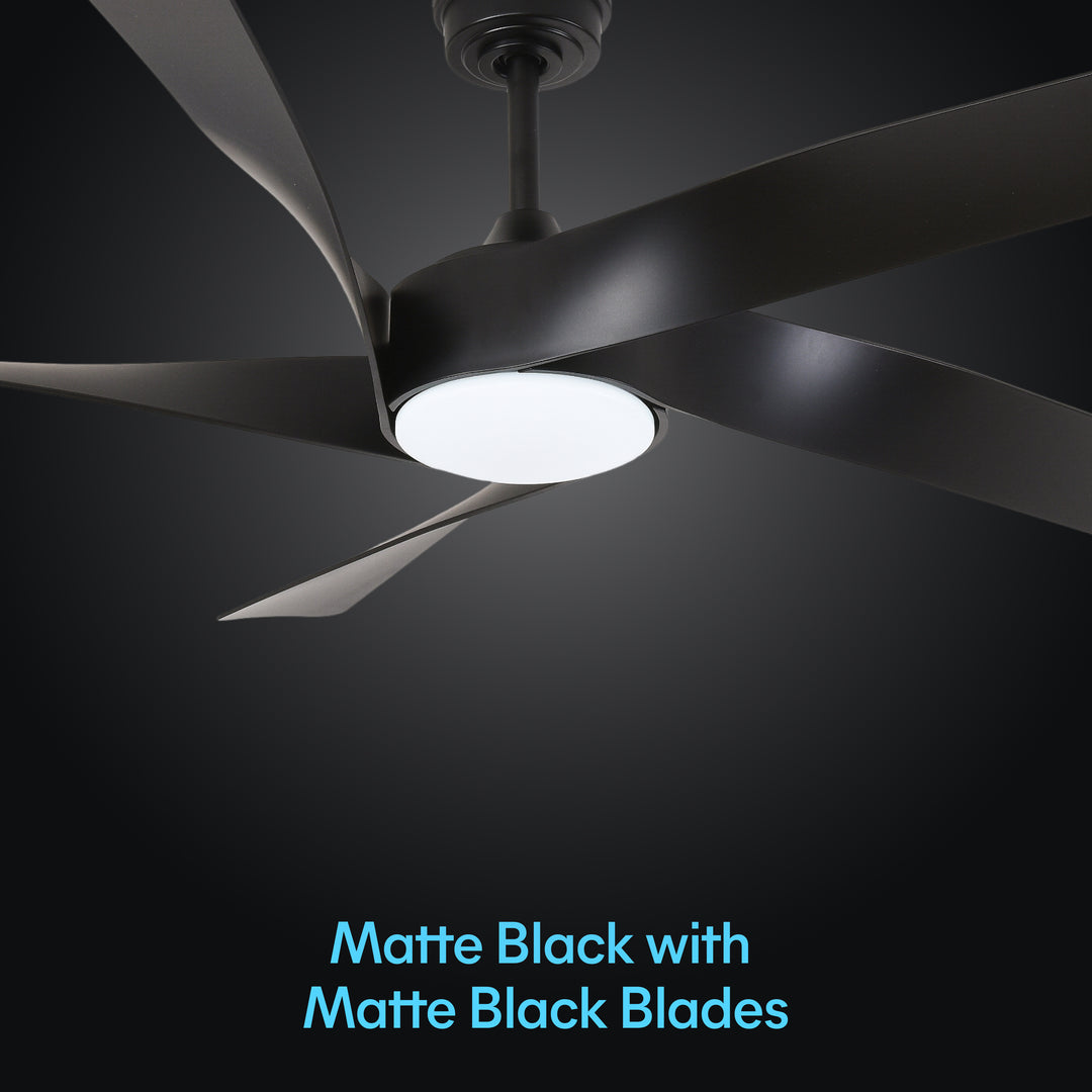 Mighty Condor 60 in Matter Smart Ceiling Fan with Light in Matte Black — finish and material detail