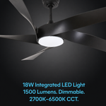 Load image into Gallery viewer, Mighty Condor 60 in Matter Smart Ceiling Fan with Light in Matte Black — light hardware detail
