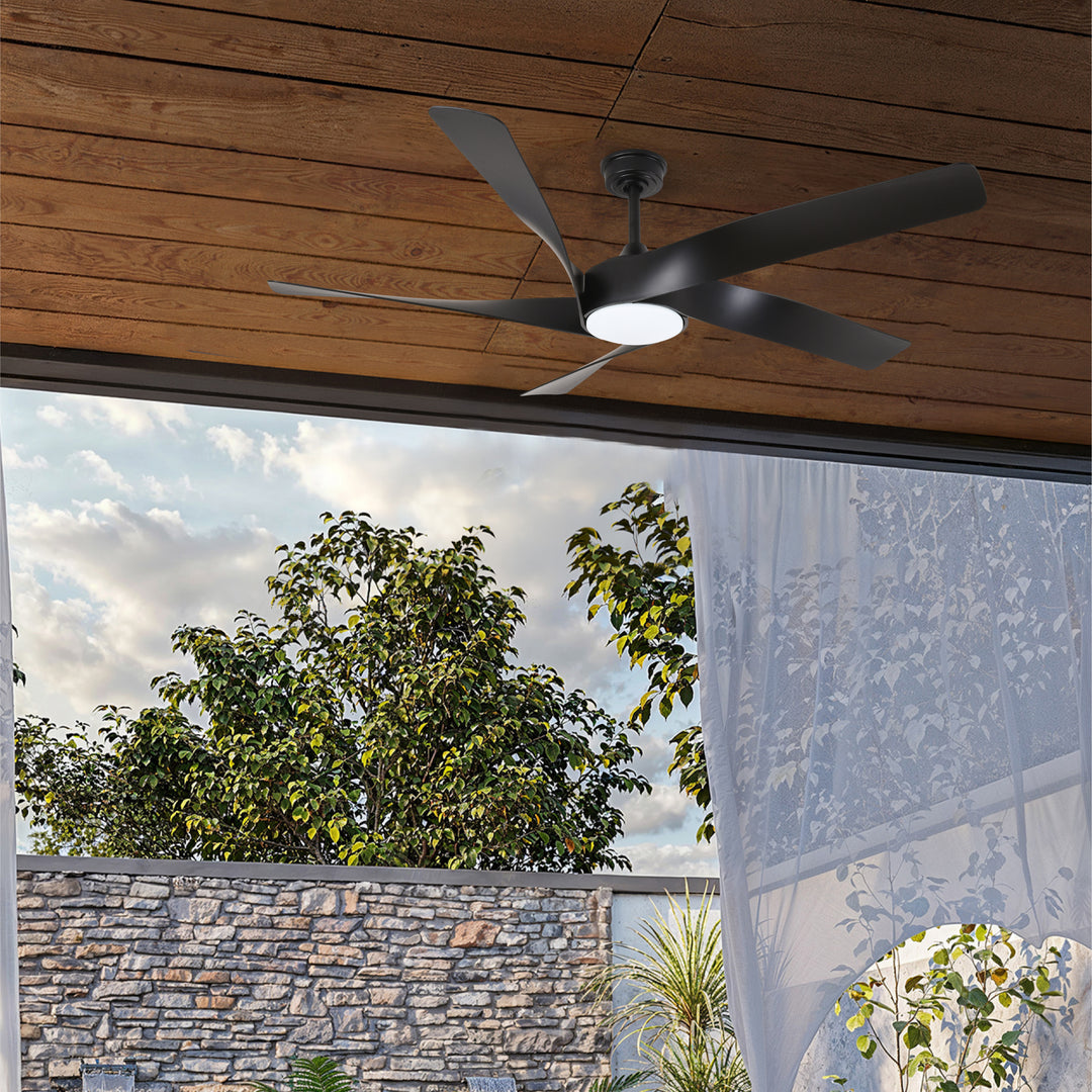 Mighty Condor 60 in Matter Smart Ceiling Fan with Light in Matte Black — in-room lifestyle view