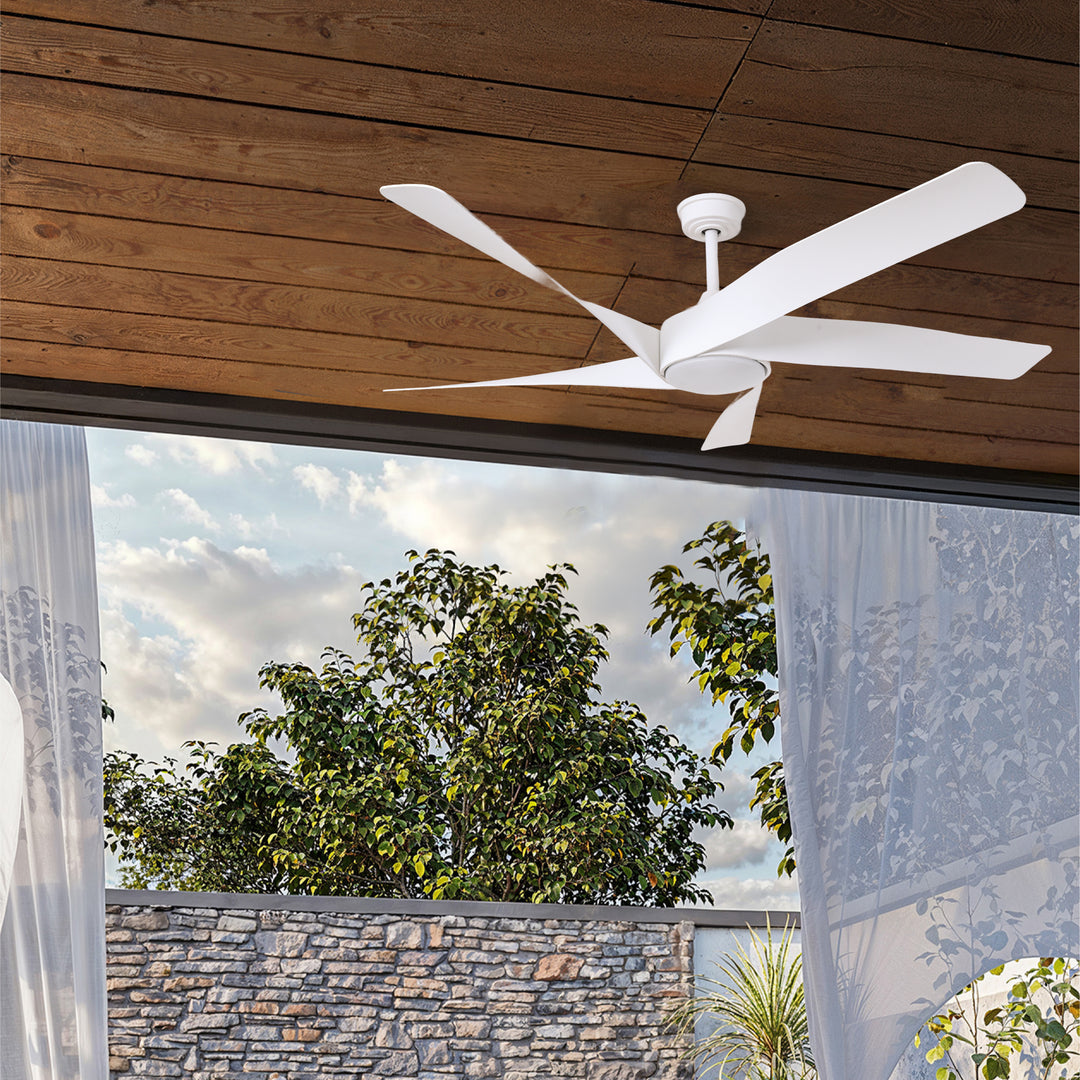 Mighty Condor 60 in Matter Smart Ceiling Fan with Light in Matte White — in-room lifestyle view