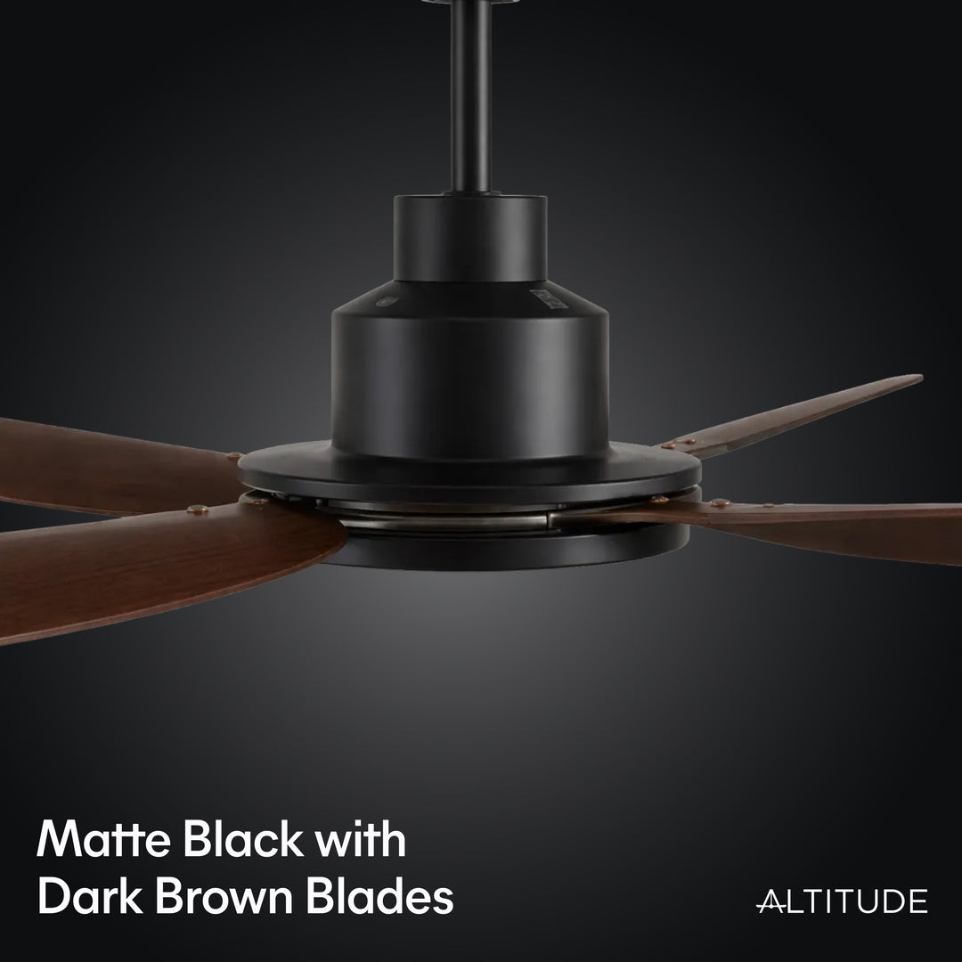 Sakai 56 in Matter Smart Ceiling Fan with Light in Matte Black / Dark Brown / Aged Bronze — finish / material detail