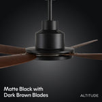 Load image into Gallery viewer, Sakai 56 in Matter Smart Ceiling Fan with Light in Matte Black / Dark Brown / Aged Bronze — finish / material detail
