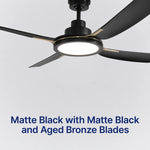 Load image into Gallery viewer, Sakai 56 in Matter Smart Ceiling Fan with Light in Matte Black / Aged Bronze — finish and material detail
