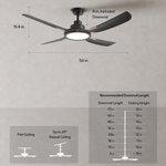 Load image into Gallery viewer, Sakai 56 in Matter Smart Ceiling Fan with Light in Matte Black / Aged Bronze — dimensions, downrod and sloped-ceiling fit
