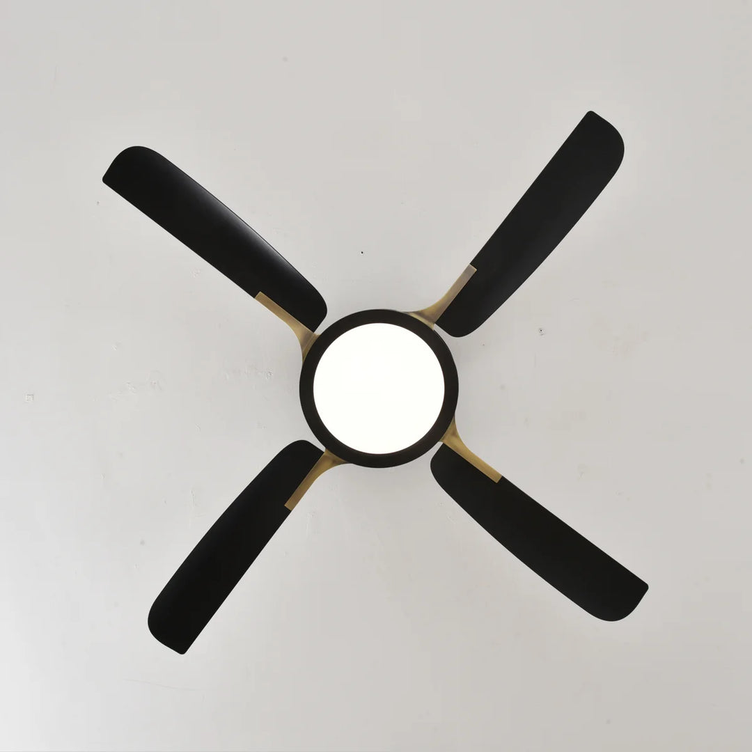 Sakai 56 in Matter Smart Ceiling Fan with Light in Matte Black / Aged Bronze — product / light view supplemental