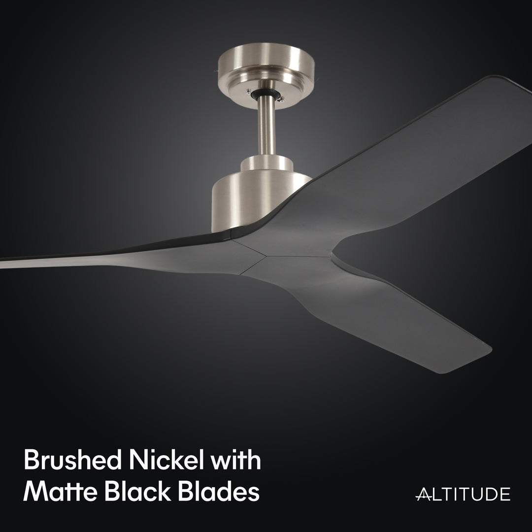 Skylark 52 in Matter Smart Ceiling Fan Without Light in Brushed Nickel / Matte Black — finish and material detail