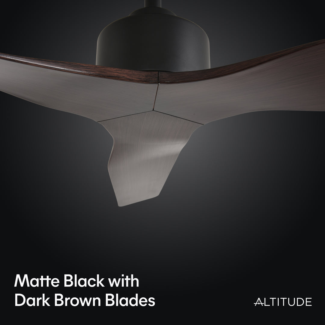 Skylark 52 in Matter Smart Ceiling Fan Without Light in Matte Black / Dark Brown — finish and material detail