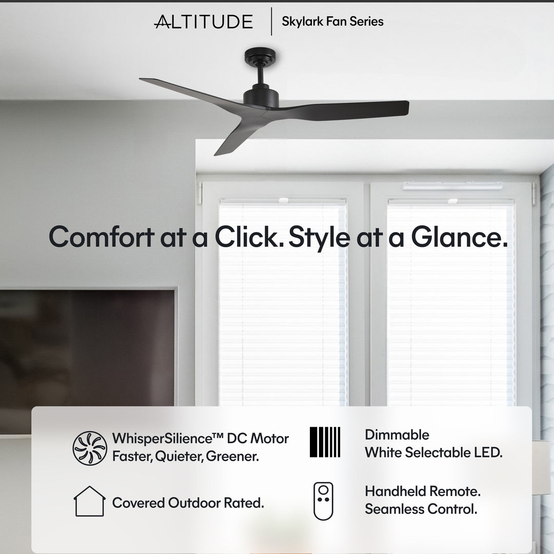Skylark 52 in Matter Smart Ceiling Fan Without Light in Matte Black — feature overview