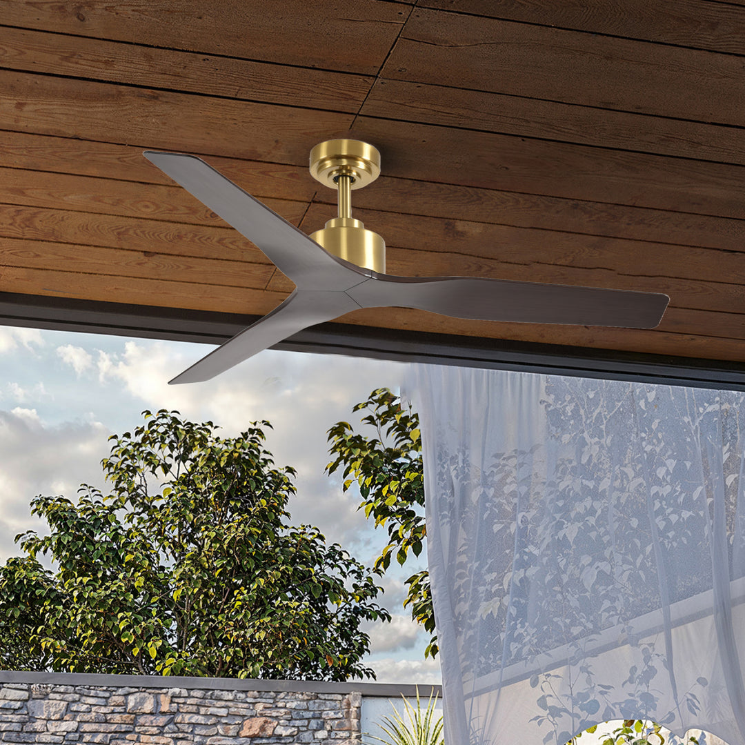 Skylark 52 in Matter Smart Ceiling Fan Without Light in Matte Champagne / Dark Brown — in-room lifestyle view