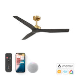 Load image into Gallery viewer, Skylark 52 in Matter Smart Ceiling Fan Without Light in Matte Champagne / Slate Oak — primary product photo
