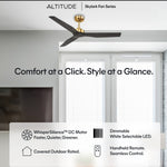Load image into Gallery viewer, Skylark 52 in Matter Smart Ceiling Fan Without Light in Matte Champagne / Slate Oak — feature overview
