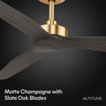 Load image into Gallery viewer, Skylark 52 in Matter Smart Ceiling Fan Without Light in Matte Champagne / Slate Oak — finish and material detail
