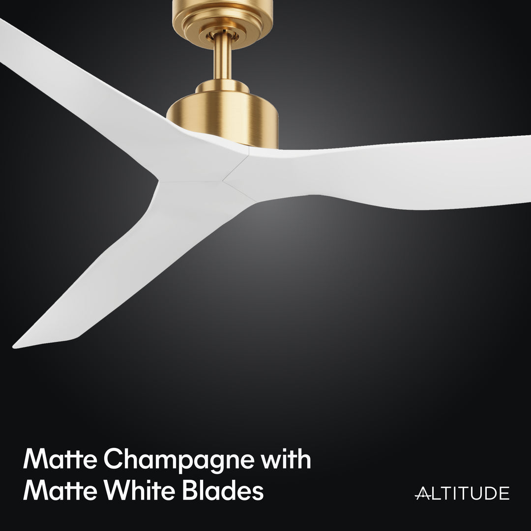 Skylark 52 in Matter Smart Ceiling Fan Without Light in Matte Champagne / Matte White — finish and material detail
