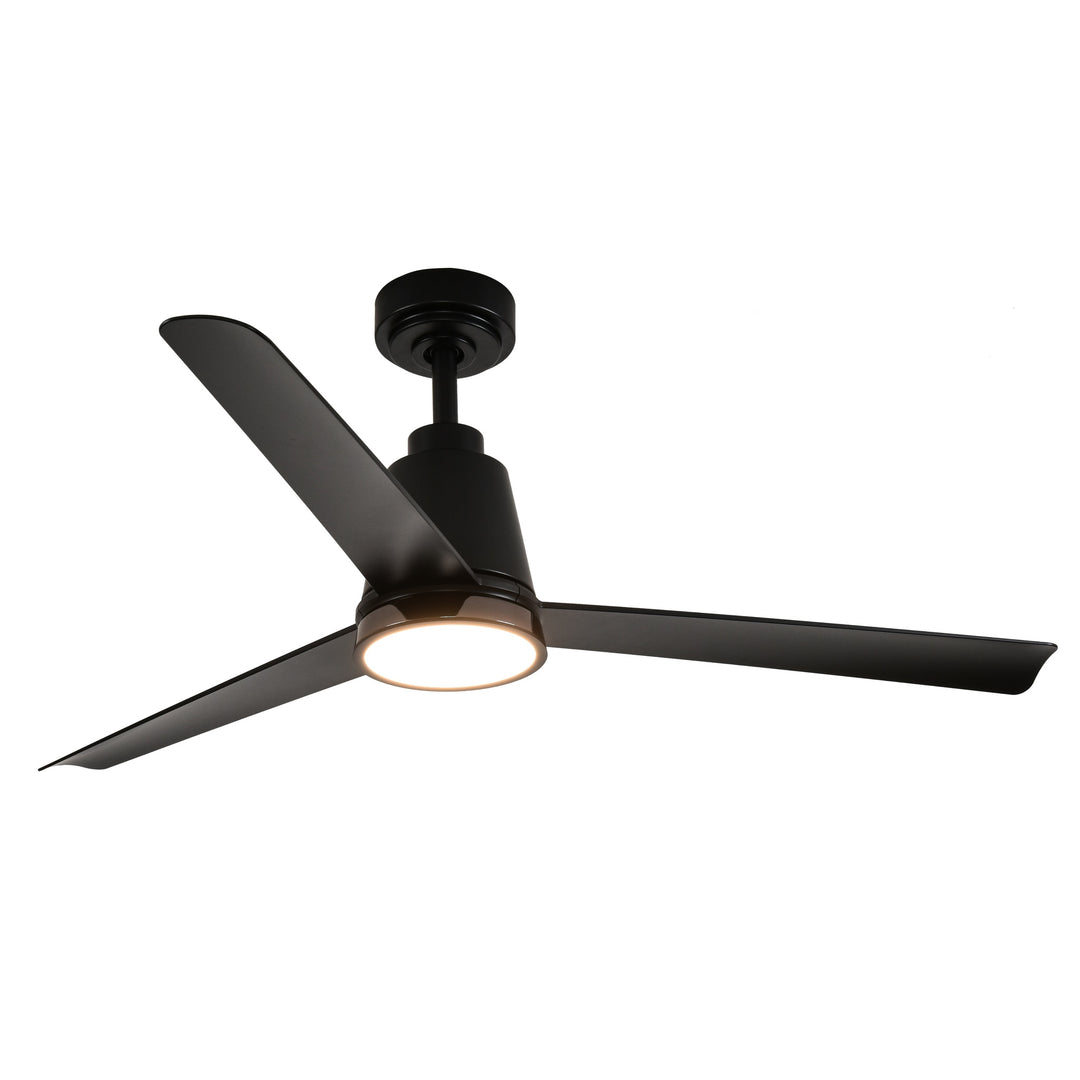 Solo 52 in Covered Outdoor Ceiling Fan with Light in Matte Black — primary product photo